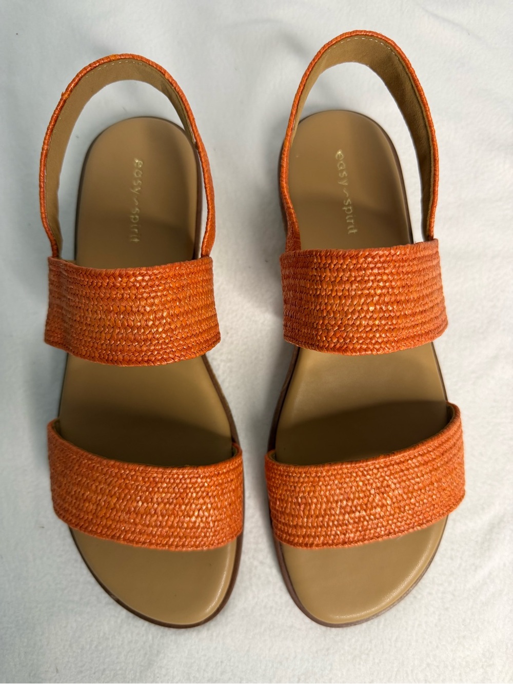 Easy Spirit Lana Orange Raffia Slingback Flat Sandals Size 9M NWOB